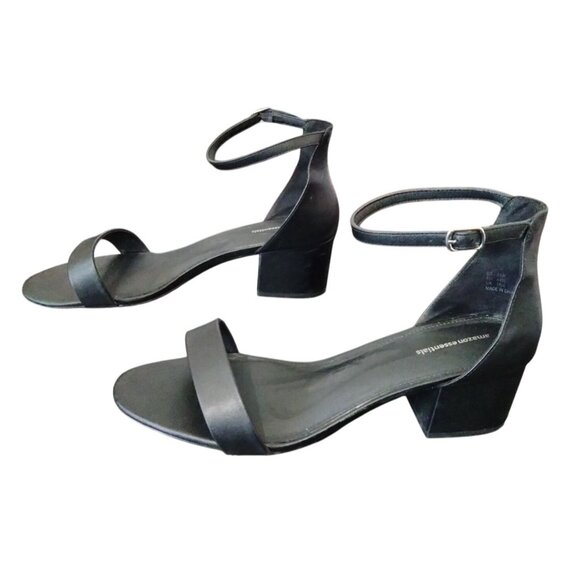 Amazon Essentials Black Two Strap Heeled Sandals Adjustable Ankle Strap Size 13W - Picture 6 of 9